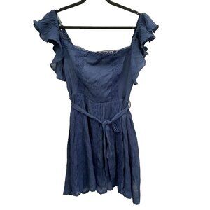 Fashion Nova  Women's Navy Blue Lace Detail Shannon Mini Dress Size Large